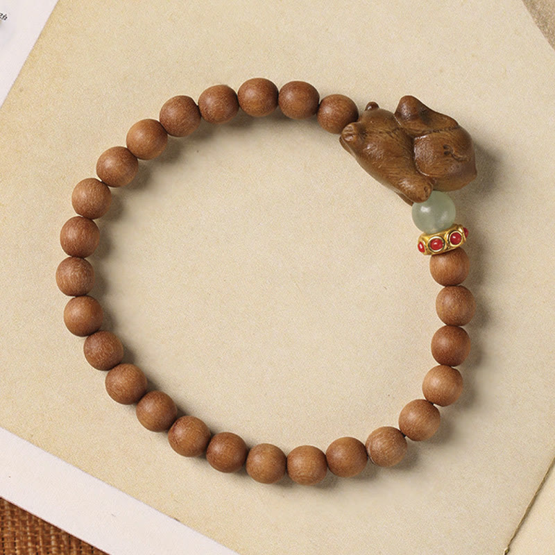 Foviel Grün Sandelholz Gold Sandelholz Niedlich Kaninchen positives Armband
