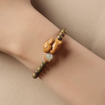 Foviel Grün Sandelholz Gold Sandelholz Niedlich Kaninchen positives Armband