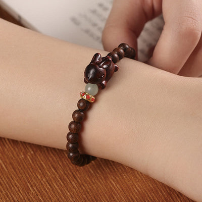 Foviel Grün Sandelholz Gold Sandelholz Niedlich Kaninchen positives Armband