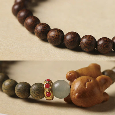Foviel Grün Sandelholz Gold Sandelholz Niedlich Kaninchen positives Armband