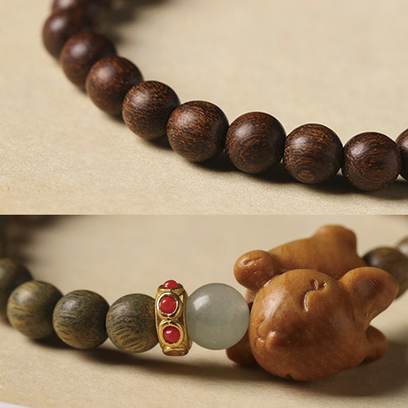 Foviel Grün Sandelholz Gold Sandelholz Niedlich Kaninchen positives Armband
