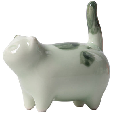 Foviel Mini Lucky Cute Spotted Standing Cat Sleeping Kitten Ceramic Figurine Decoration