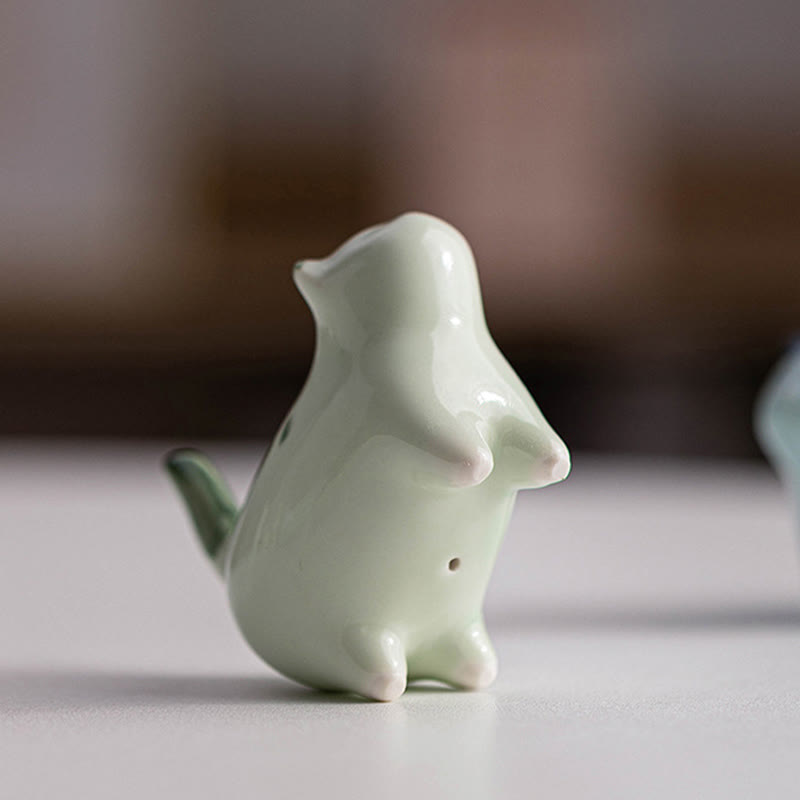 Foviel Mini Glücklich Niedlich Stehende Katze schlafende Kätzchen Keramik Figurine Dekoration