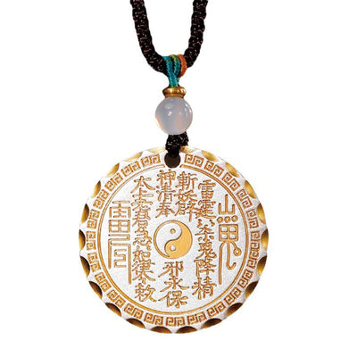 Foviel Mountain Ghosts Spend Money Yin Yang Bagua Design Copper Harmony Necklace Pendant