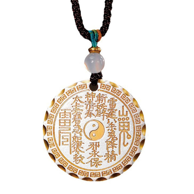 Foviel Mountain Ghosts Spend Money Yin Yang Bagua Design Copper Harmony Necklace Pendant