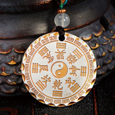Foviel Mountain Ghosts Spend Money Yin Yang Bagua Design Copper Harmony Necklace Pendant