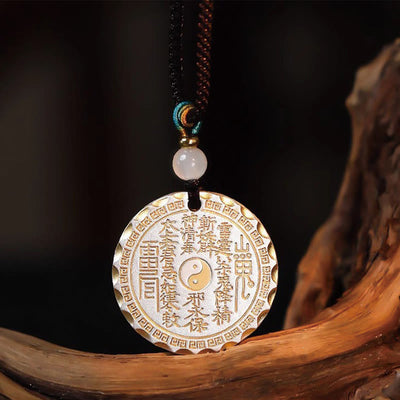Foviel Mountain Ghosts Spend Money Yin Yang Bagua Design Copper Harmony Necklace Pendant