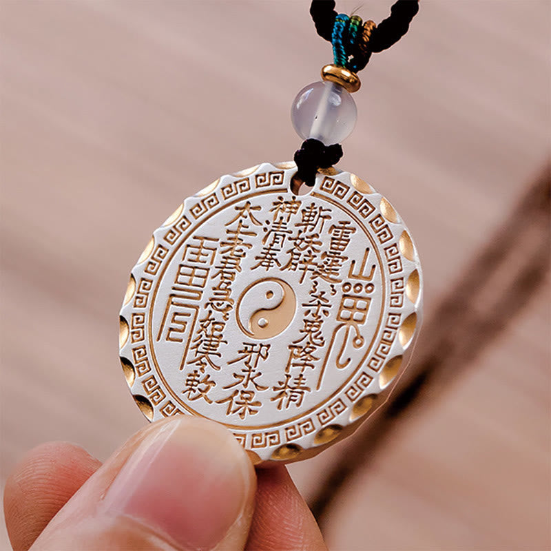 Foviel Mountain Ghosts Spend Money Yin Yang Bagua Design Copper Harmony Necklace Pendant