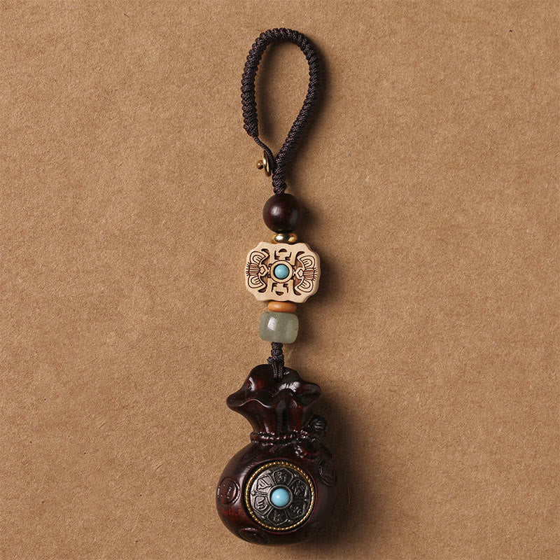 Foviel Sandalwood Small Leaf Red Sandalwood Green Sandalwood Om Mani Padme Hum Calm Key Chain Phone Hanging Decoration