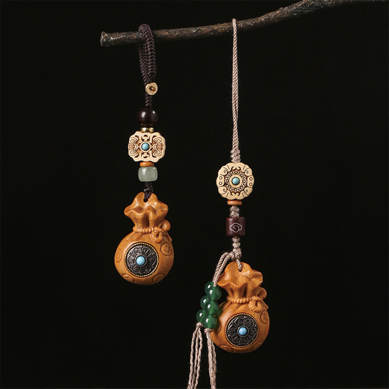 Foviel Sandalwood Small Leaf Red Sandalwood Green Sandalwood Om Mani Padme Hum Calm Key Chain Phone Hanging Decoration