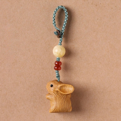 Foviel Sandelholz kleine Blatt rot Sandelholz Glück Mini Kaninchen Schutz Schlüsselanhänger Handyanhänger