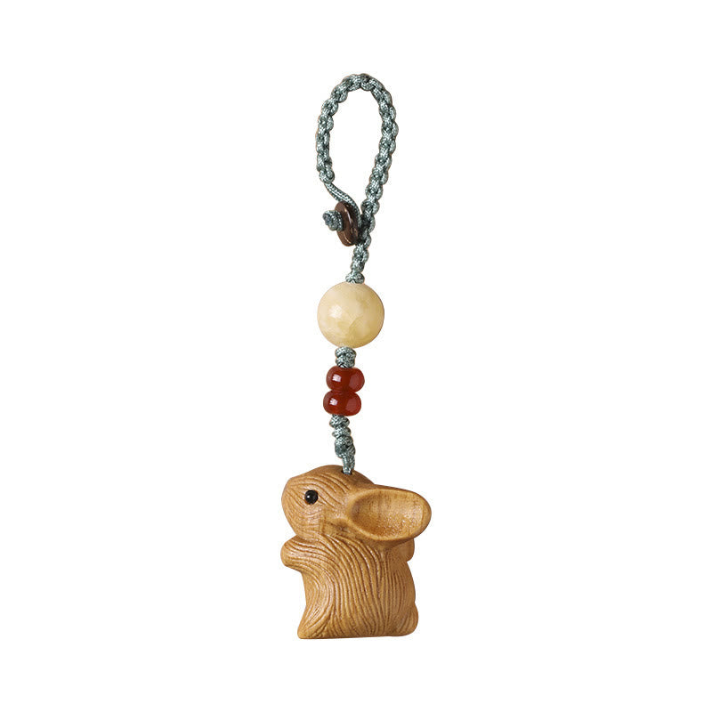 Foviel Sandelholz kleine Blatt rot Sandelholz Glück Mini Kaninchen Schutz Schlüsselanhänger Handyanhänger