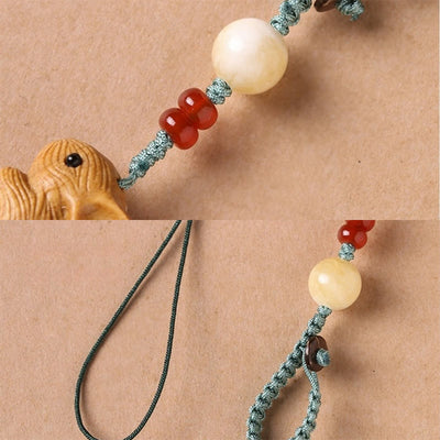 Foviel Sandelholz kleine Blatt rot Sandelholz Glück Mini Kaninchen Schutz Schlüsselanhänger Handyanhänger