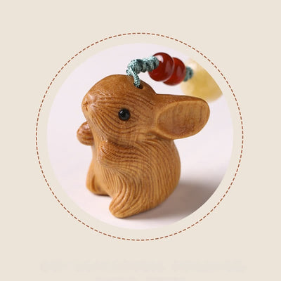 Foviel Sandelholz kleine Blatt rot Sandelholz Glück Mini Kaninchen Schutz Schlüsselanhänger Handyanhänger
