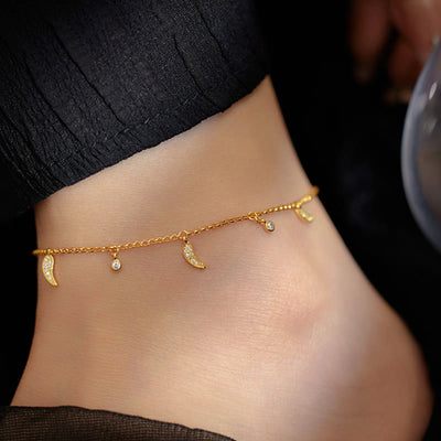 Foviel 925 Sterling Silver Zircon Little Pepper Charm Protection Anklet
