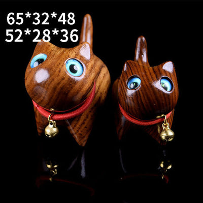 Foviel Rosewood Carving Cat Warmth Home Decoration