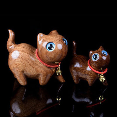 Foviel Rosewood Carving Cat Warmth Home Decoration