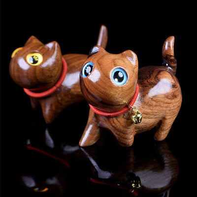 Foviel Rosewood Carving Cat Warmth Home Decoration