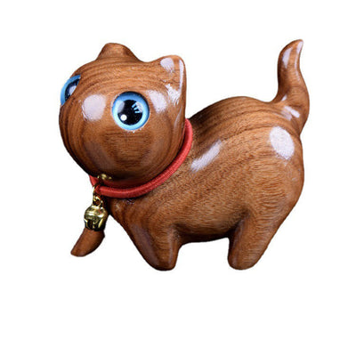 Foviel Rosewood Carving Cat Warmth Home Decoration