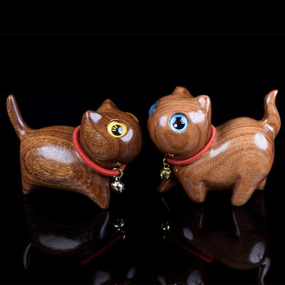 Foviel Rosewood Carving Cat Warmth Home Decoration