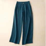 Foviel Sommer Casual Simple Zipper Design Damen weites Bein Hose mit Taschen