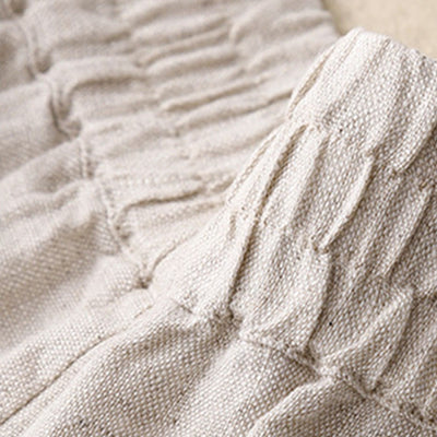 Buddha Stones Summer Casual Simple Zipper Design Linen Women's Wide Leg Pants With Pockets - image 13