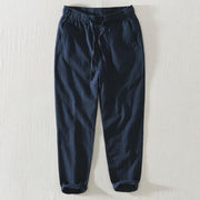 Foviel Summer Casual Drawstring Ramie Linen Men's Pants With Pockets