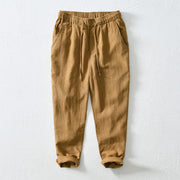 Foviel Summer Casual Drawstring Ramie Linen Men's Pants With Pockets