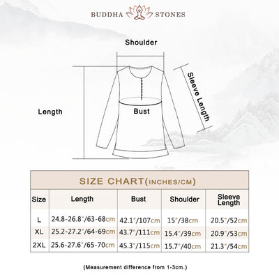 Buddha Stones Casual Embroidery Flower Round Neck Long Sleeve Cotton Linen Top Women's Shirts - image 5