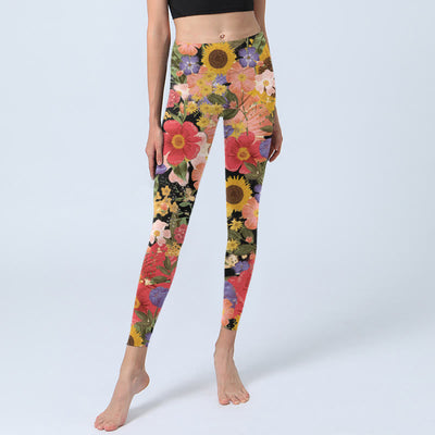 Buddha Stones Sunflowers Pink Purple Flowers Print Sports Fitness Leggings Women's Yoga Pants - image 6