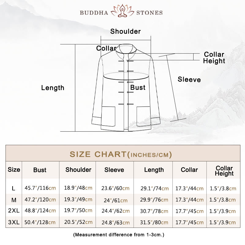 Buddha Stones 2Pcs Men's Tang Suit Koi Fish Pattern Frog-Button Long Sleeve Shirt Pants Set - image 5