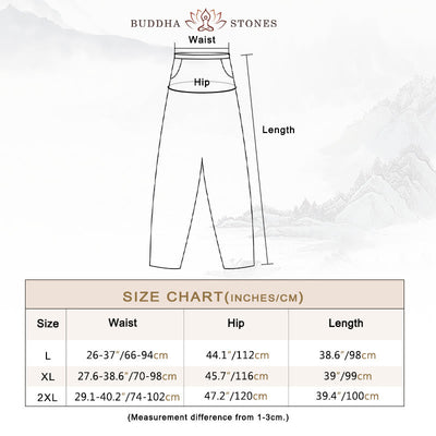 Buddha Stones Casual Solid Color Tapered Elastic Waistband Cotton Linen Women's Pants With Pockets - image 6