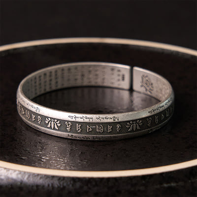 Foviel Mani Padme Hum Herz Sutra Mantra Lotus Frieden Meditation Manschettenarmband Armreif