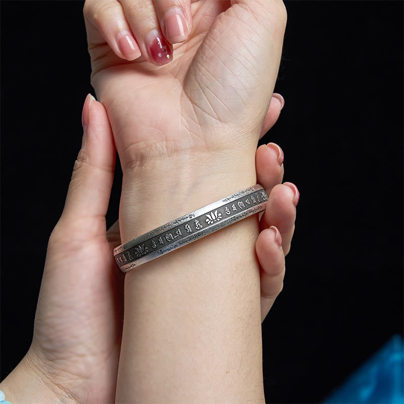 Foviel Mani Padme Hum Herz Sutra Mantra Lotus Frieden Meditation Manschettenarmband Armreif