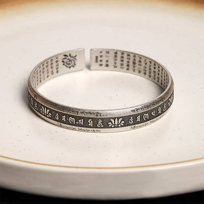 Foviel Mani Padme Hum Herz Sutra Mantra Lotus Frieden Meditation Manschettenarmband Armreif
