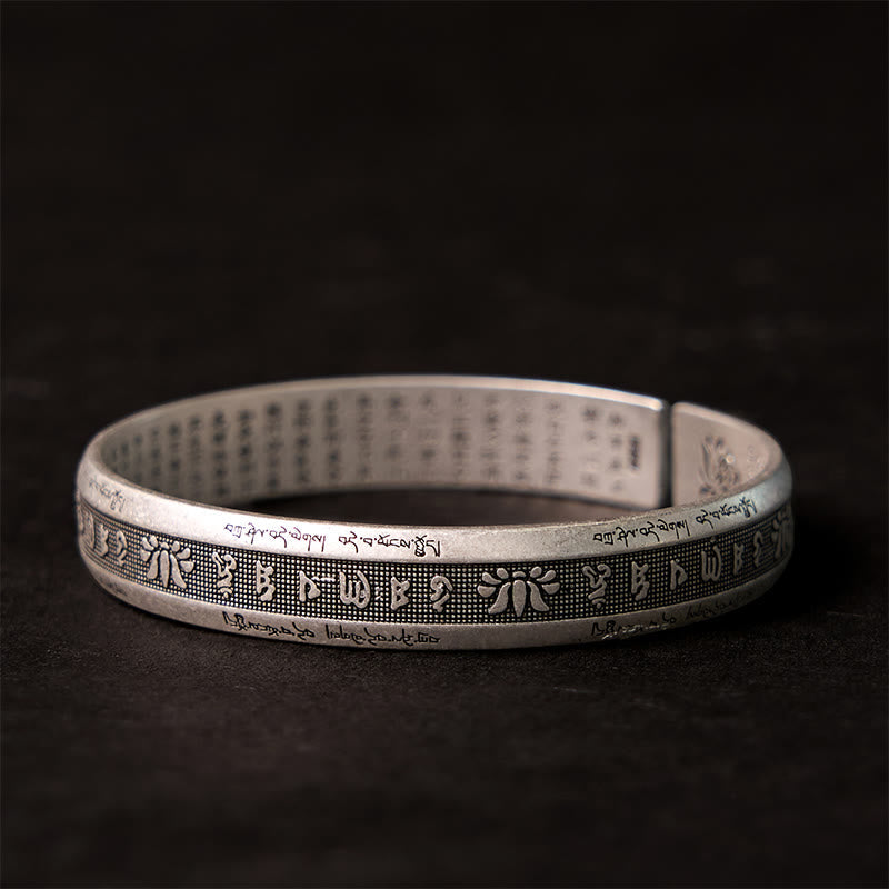 Foviel Mani Padme Hum Herz Sutra Mantra Lotus Frieden Meditation Manschettenarmband Armreif