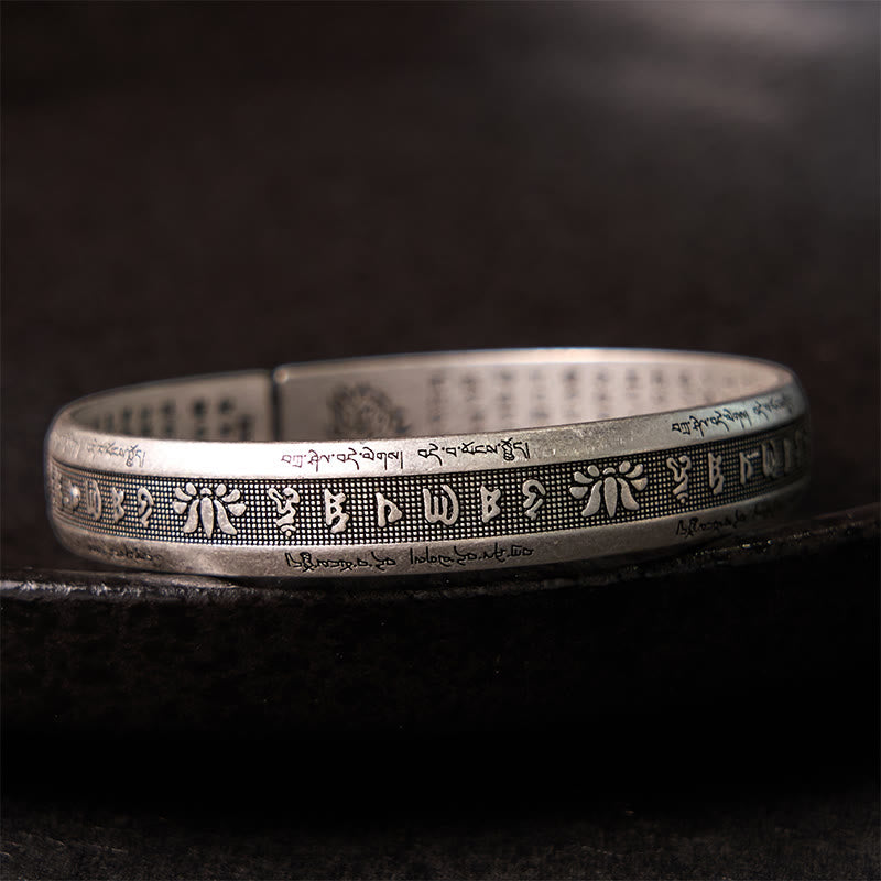Foviel Mani Padme Hum Herz Sutra Mantra Lotus Frieden Meditation Manschettenarmband Armreif