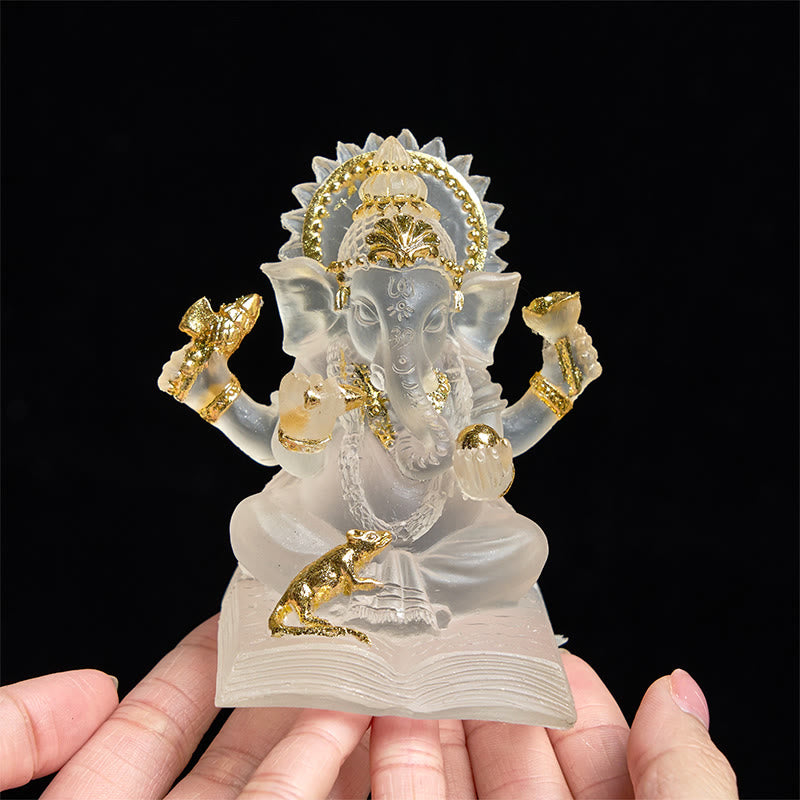 Statue d'éléphant Ganesh Ganpati Foviel blanc transparent, protection, décoration de maison en résine