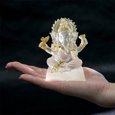 Statue d'éléphant Ganesh Ganpati Foviel blanc transparent, protection, décoration de maison en résine