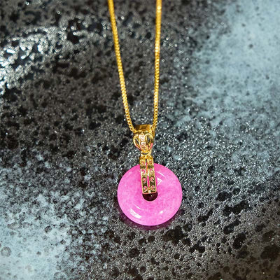 Pendentif collier bonheur boucle de paix en jade violet Foviel