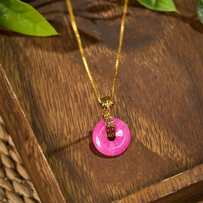 Pendentif collier bonheur boucle de paix en jade violet Foviel