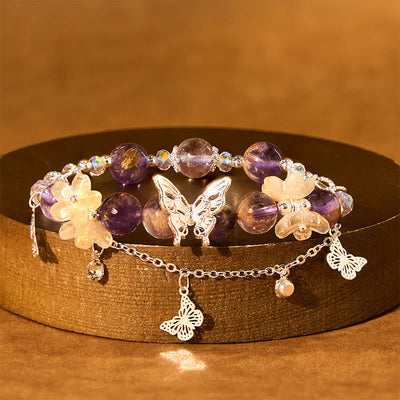 Foviel Natürliche lila phantobutterblumen Weisheit Armband