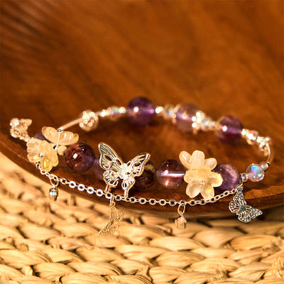 Foviel Natürliche lila phantobutterblumen Weisheit Armband