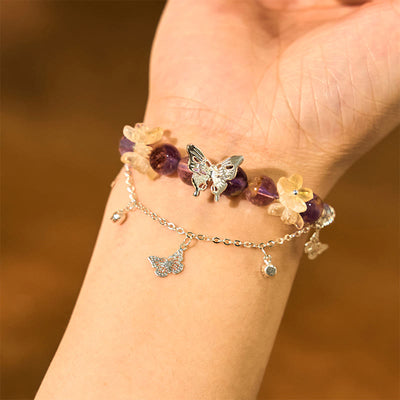 Foviel Natürliche lila phantobutterblumen Weisheit Armband