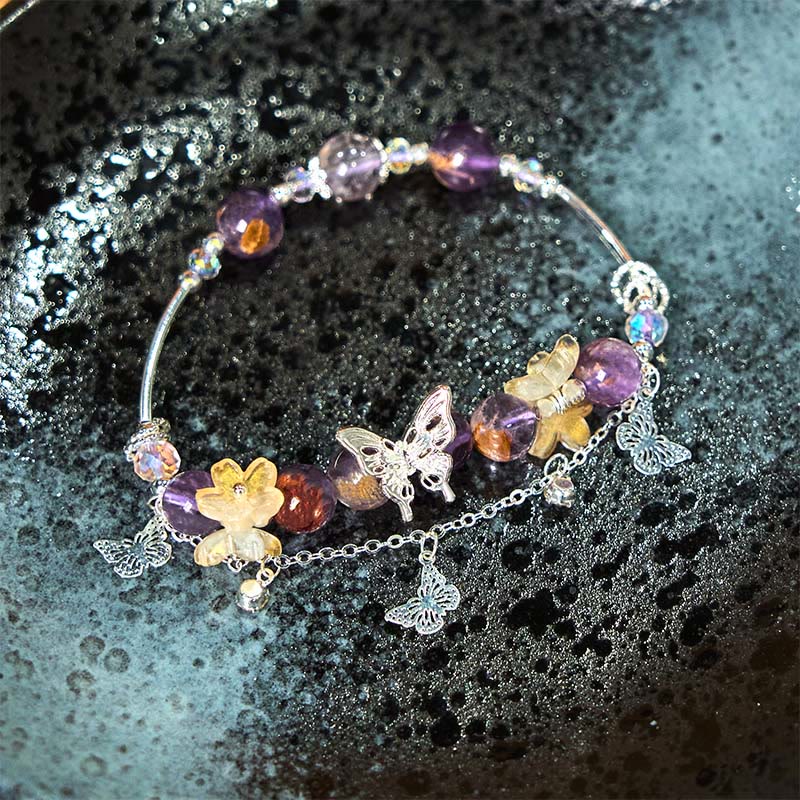 Foviel Natürliche lila phantobutterblumen Weisheit Armband