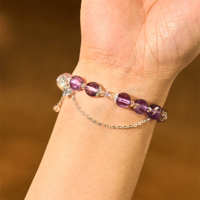 Foviel Natürliche lila phantobutterblumen Weisheit Armband