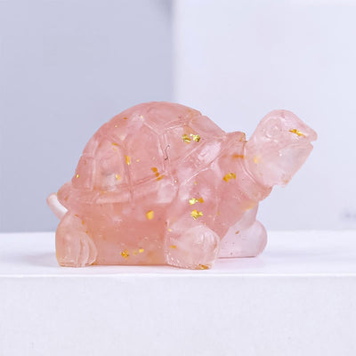 Foviel Natural Crystal Gravel Drip Resin Small Turtle Decoration Statue