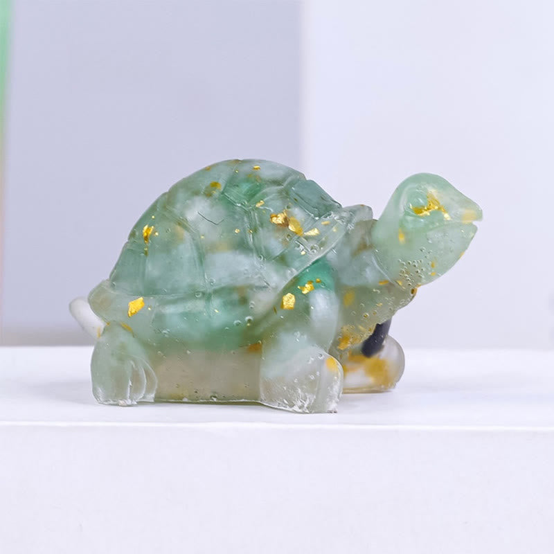 Foviel Natural Crystal Gravel Drip Resin Small Turtle Decoration Statue