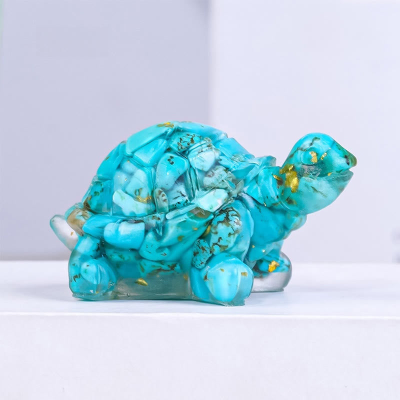 Foviel Natural Crystal Gravel Drip Resin Small Turtle Decoration Statue