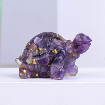 Foviel Natural Crystal Gravel Drip Resin Small Turtle Decoration Statue